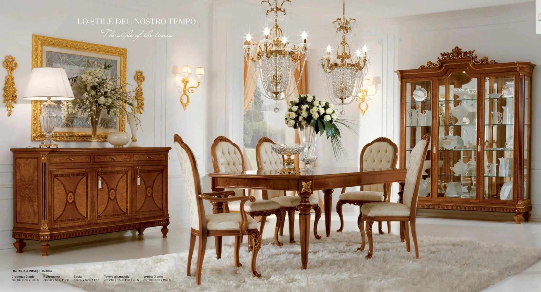 Luxury dining set dining table chair display cabinet dresser set 8pcs