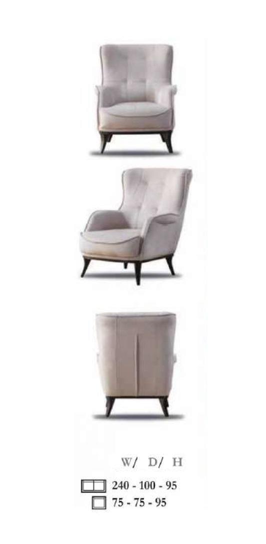 Armchair Wing Armchair Cocktail Armchair Fabric Living Room Grey Modern