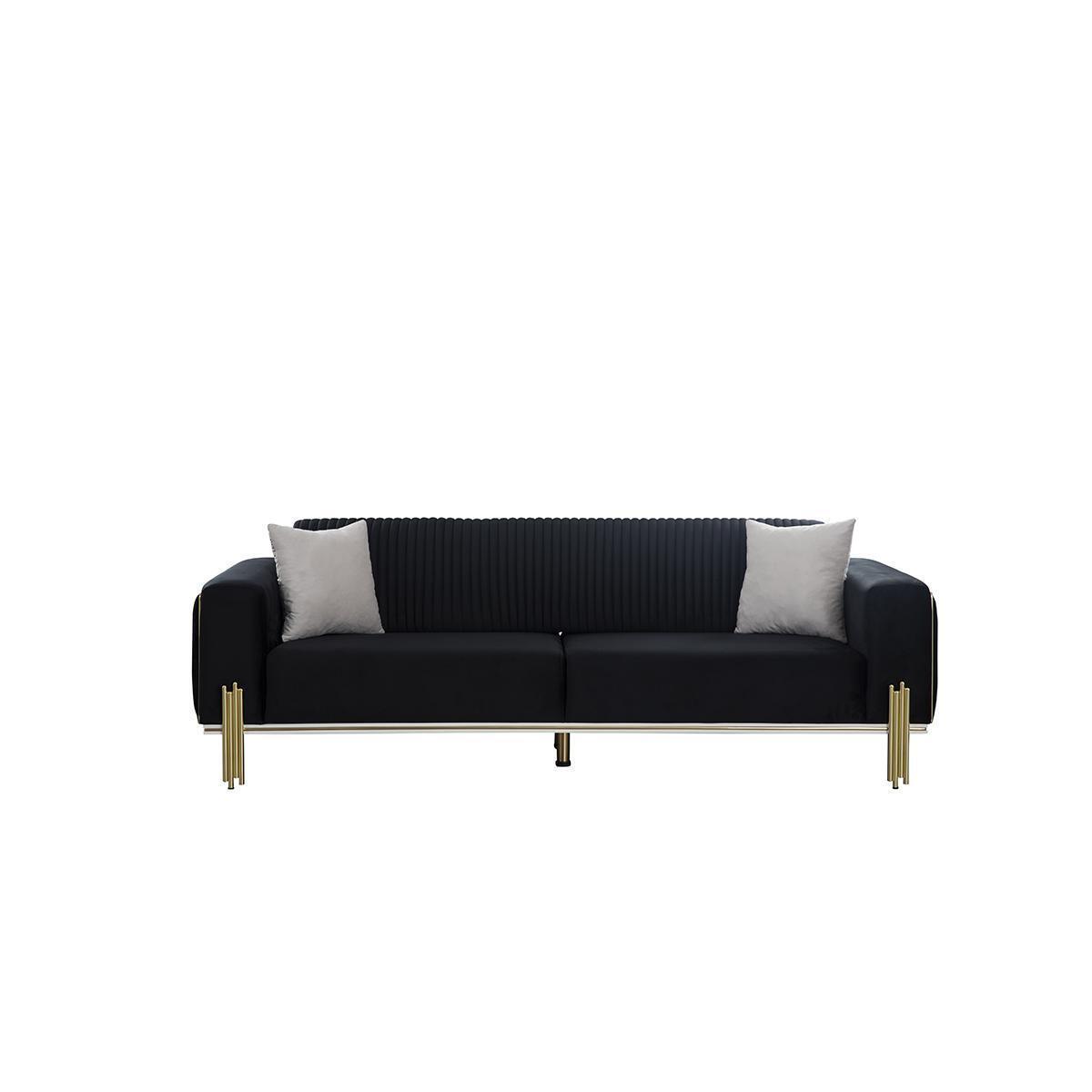 Modern black three-seater with stainless steel upholstery couch sofas design