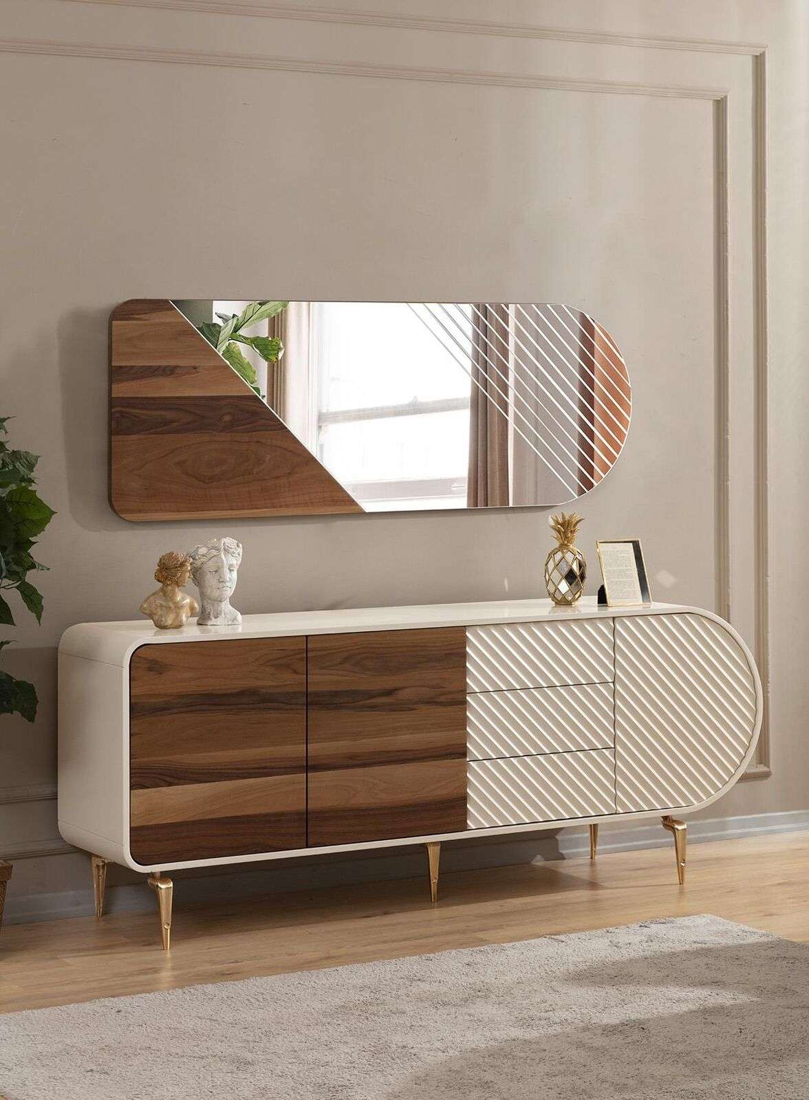 Modern sideboard chests of drawers wooden cabinet stainless steel furniture white luxury furniture