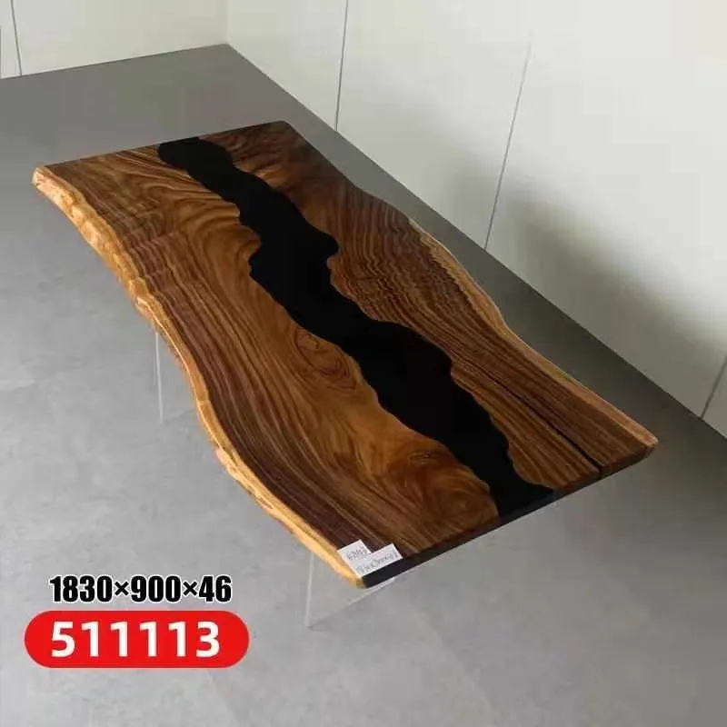 Table Epoxy resin dining table Real wood solid tables 183x90 River table