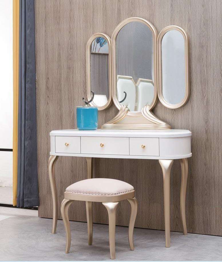 Dressing Table with Mirror Luxury Console Dresser Stool Complete Set