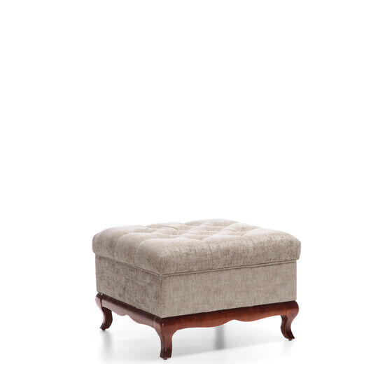 Stool Designer Chesterfield Footstool Textile Beige Upholstery Bench Fabric