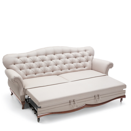 Chesterfield Sofa Bed with Bed Function Three-Seater Couch Textile
