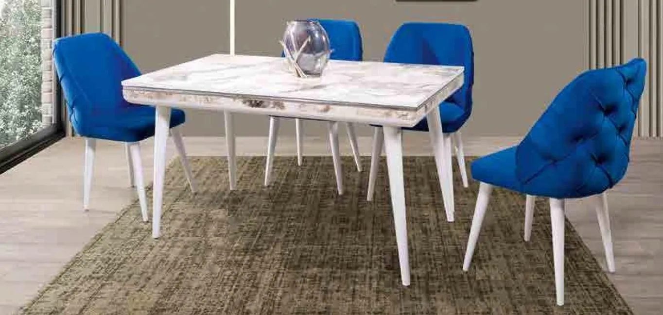 Dining room furniture 4x chairs luxury designer furnishings blue