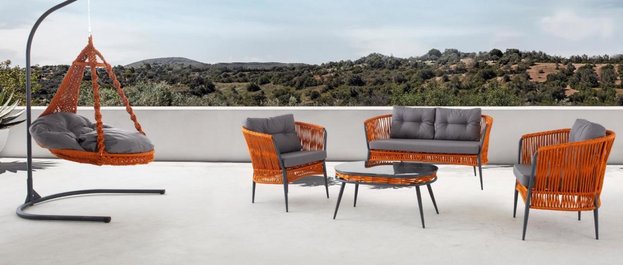 Orange garden sofa set two-seater armchair coffee table set