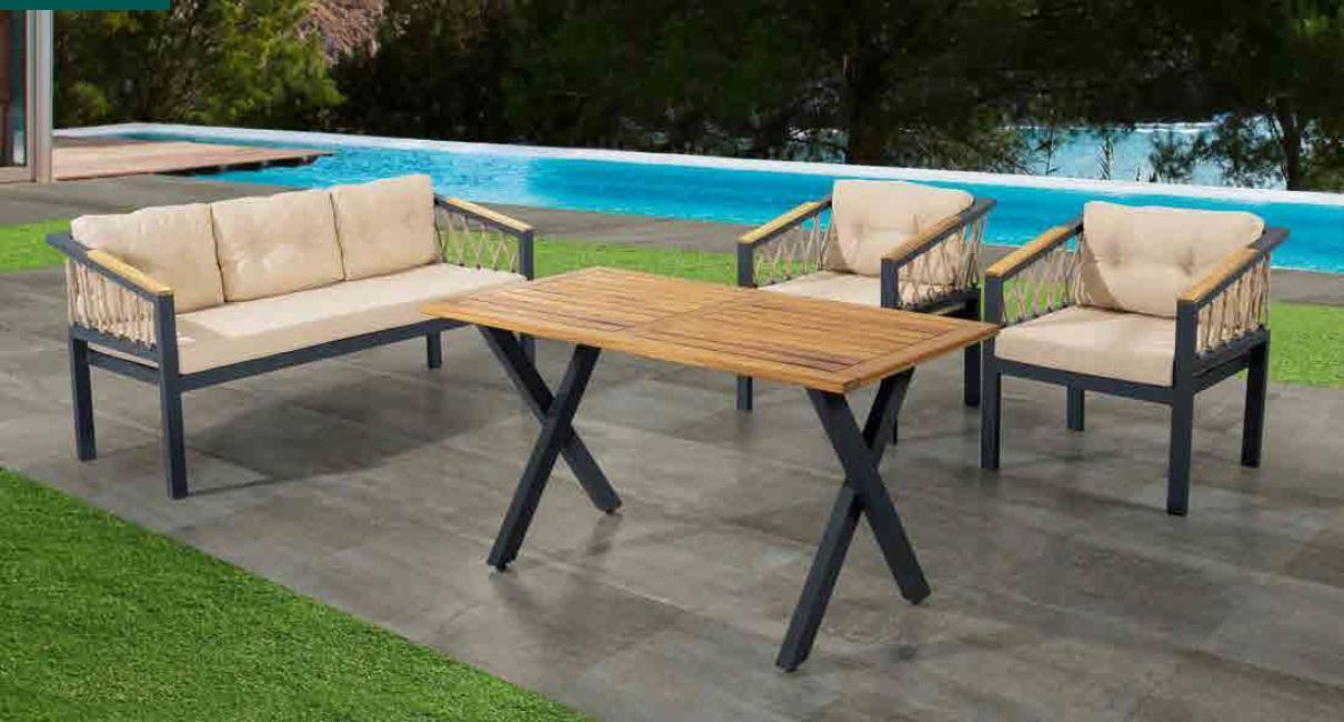 Garden furniture Sofa set Seating furniture Terrace Table Sofa Couch 4-piece set