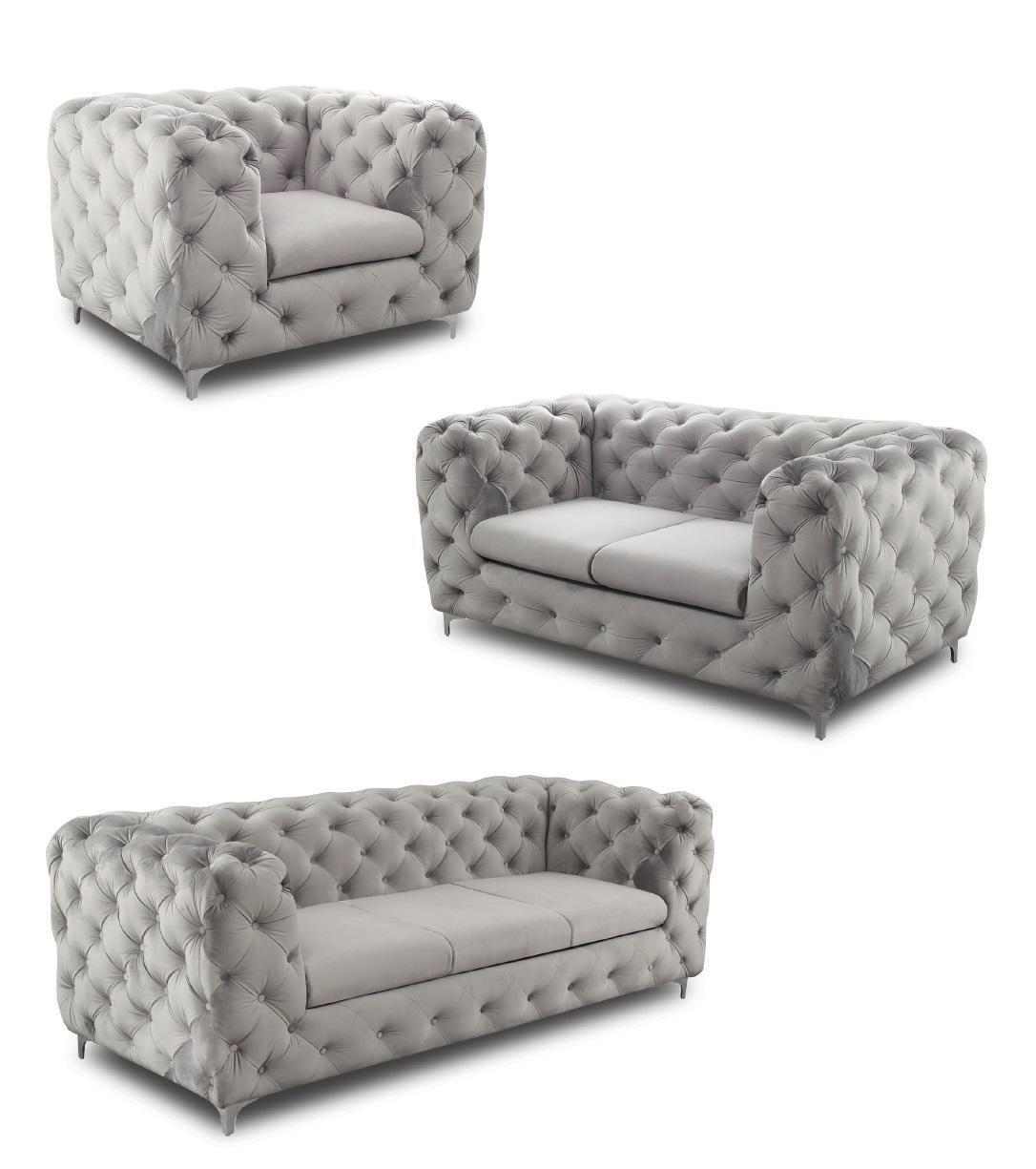 Chesterfield sofa set couch sofa set velvet grey couches seating furniture