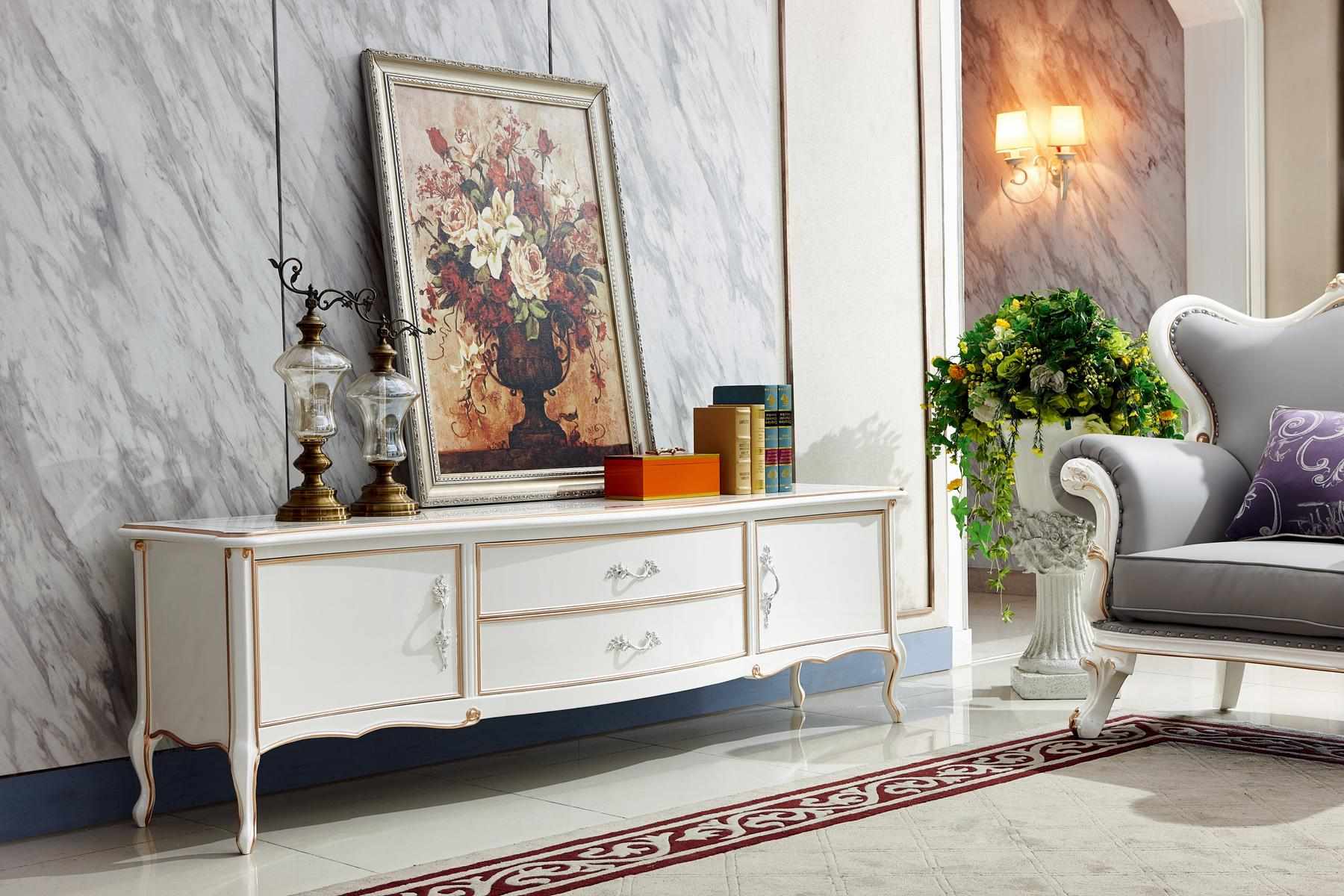 Sideboard White Luxury Elegant Cabinet Chest of Drawers Lowboard Hotel Furniture