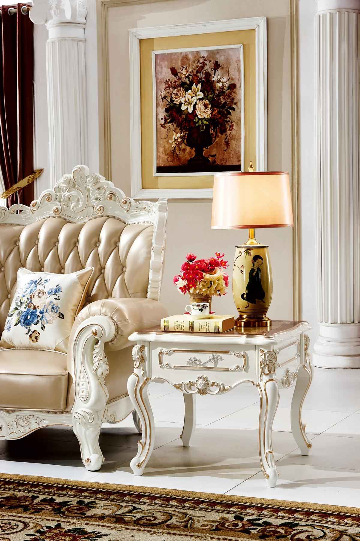 White Side Table in Elegant Classic Luxury Design for Living Ro