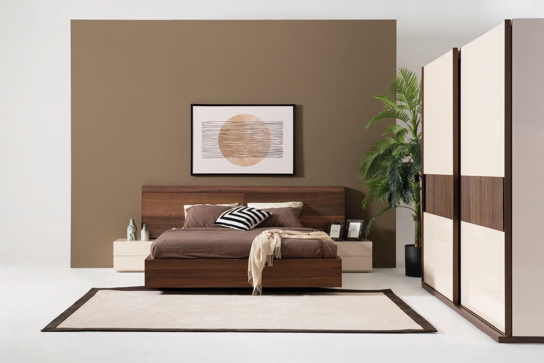 Bedroom Luxury Bedside Table Brown Set Design Brown Modern