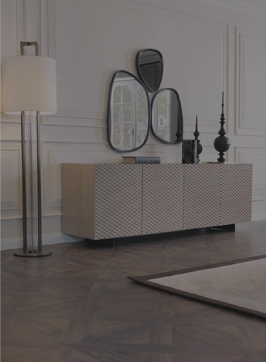 Living Room Mirror Sideboard Cupboard Noble Design Luxury 2pcs Beige