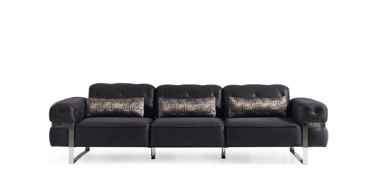 Sofa 3 Seater Three Seater Textile Luxury Furniture Design Couch Black