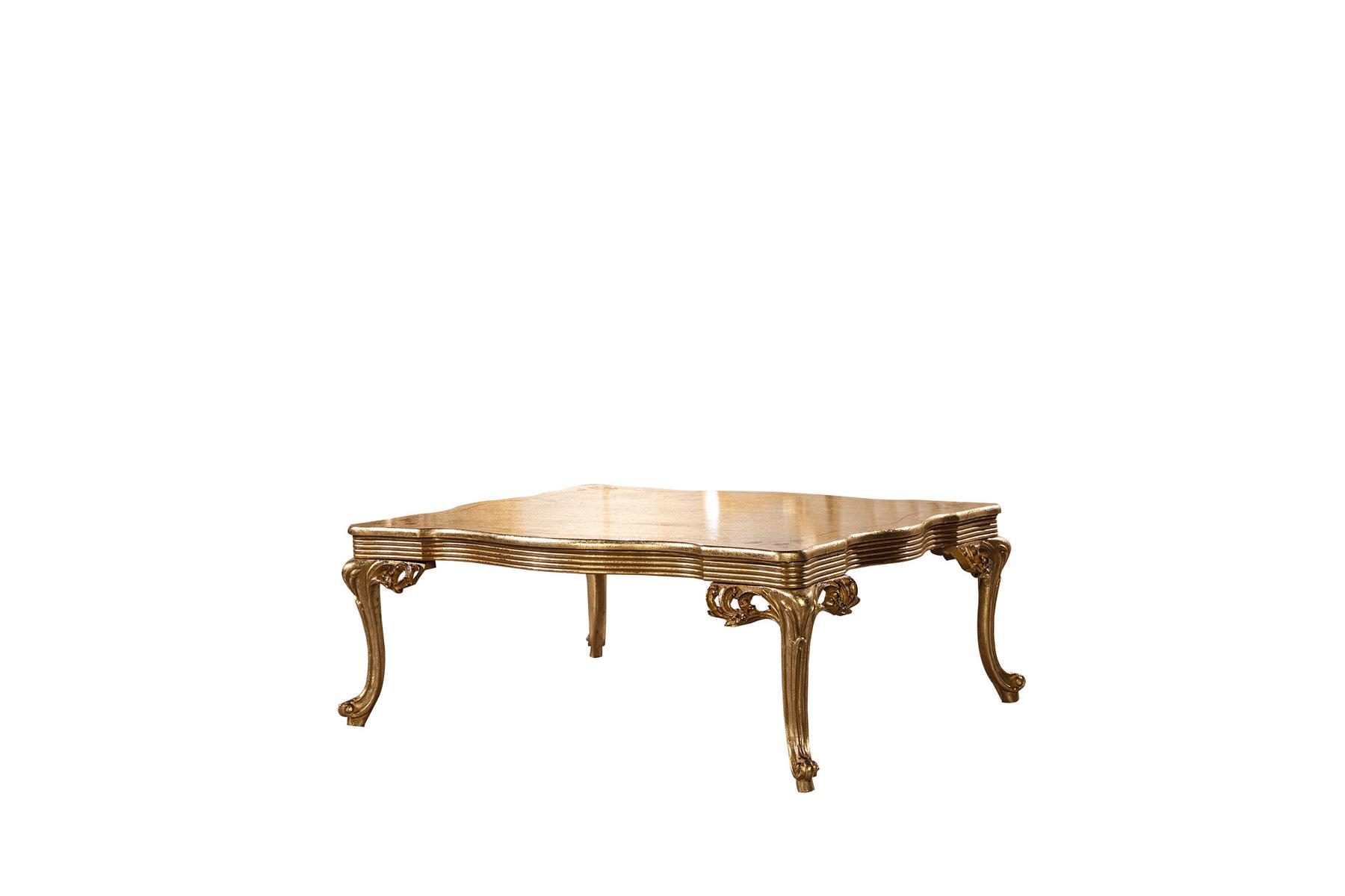 Baroque Rococo Gold Solid Wood Coffee Table for the Living Room