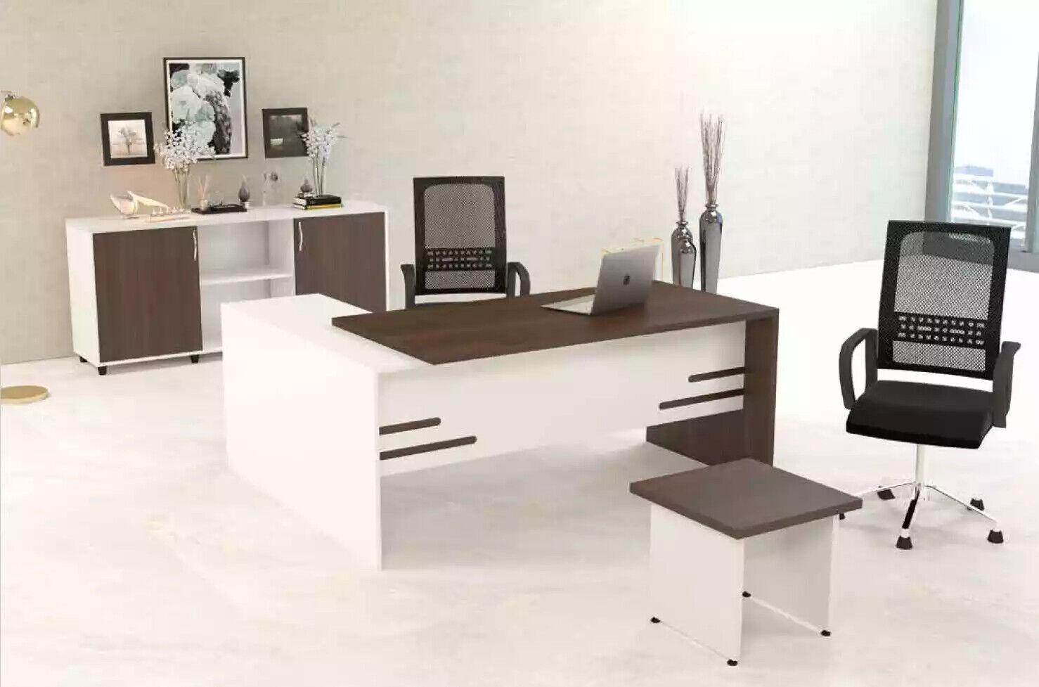 White office set Luxury study furniture Complete set 3 pcs