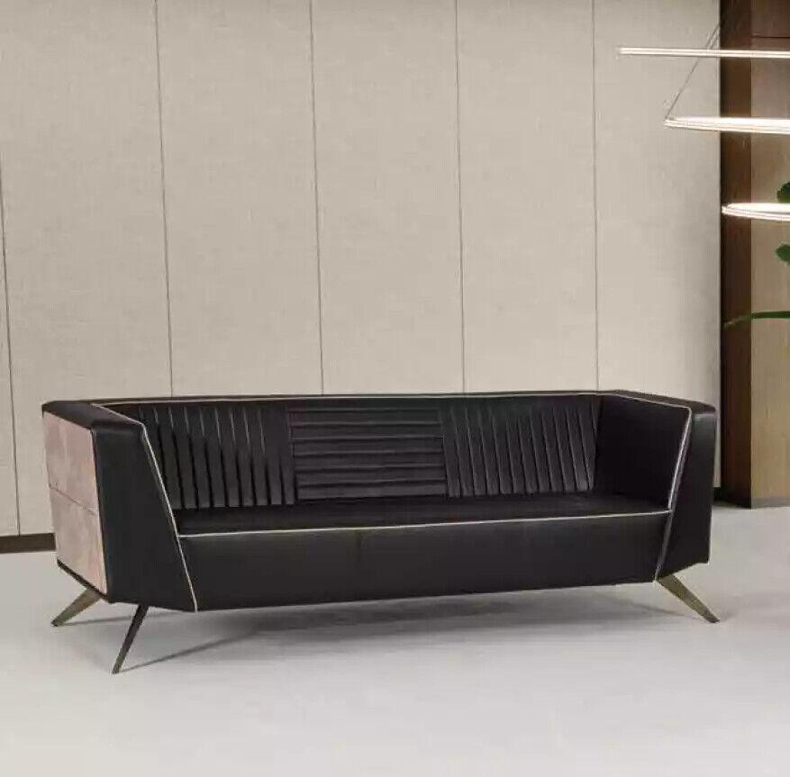 Designer black upholstered sofa fabric furniture study furniture office couch