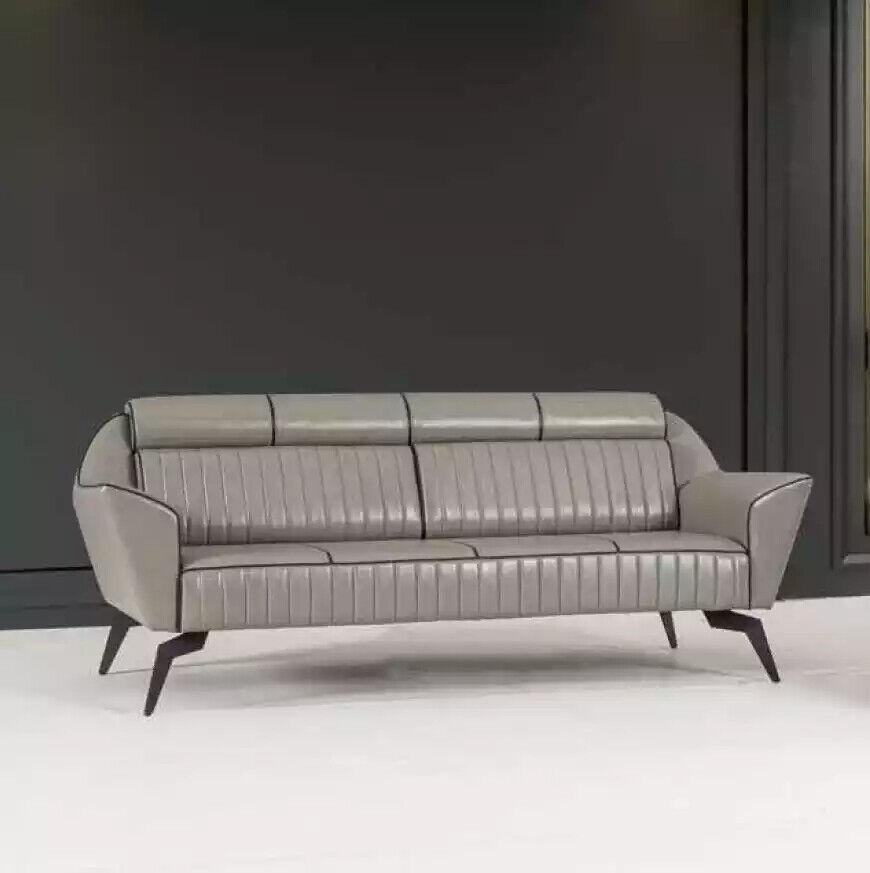 Grey leather three-seater study furniture designer wooden furniture luxury