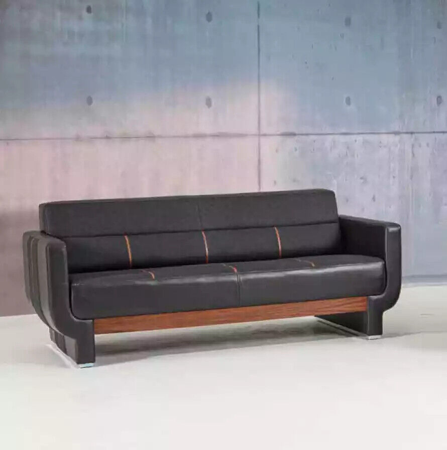 Black three seater couch Modern leather furniture Office furniture Upholstery