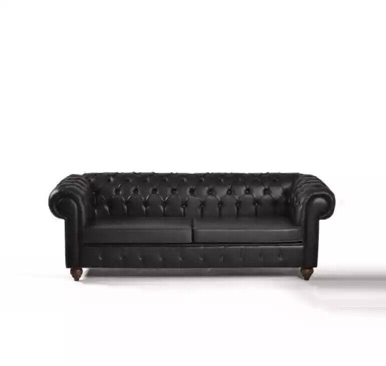 Black Chesterfield three seater office furniture couch luxury seater