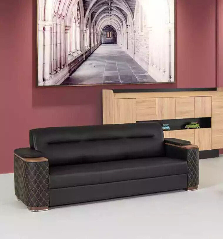 Office furniture three seater couch black luxury upholstered sofa study new