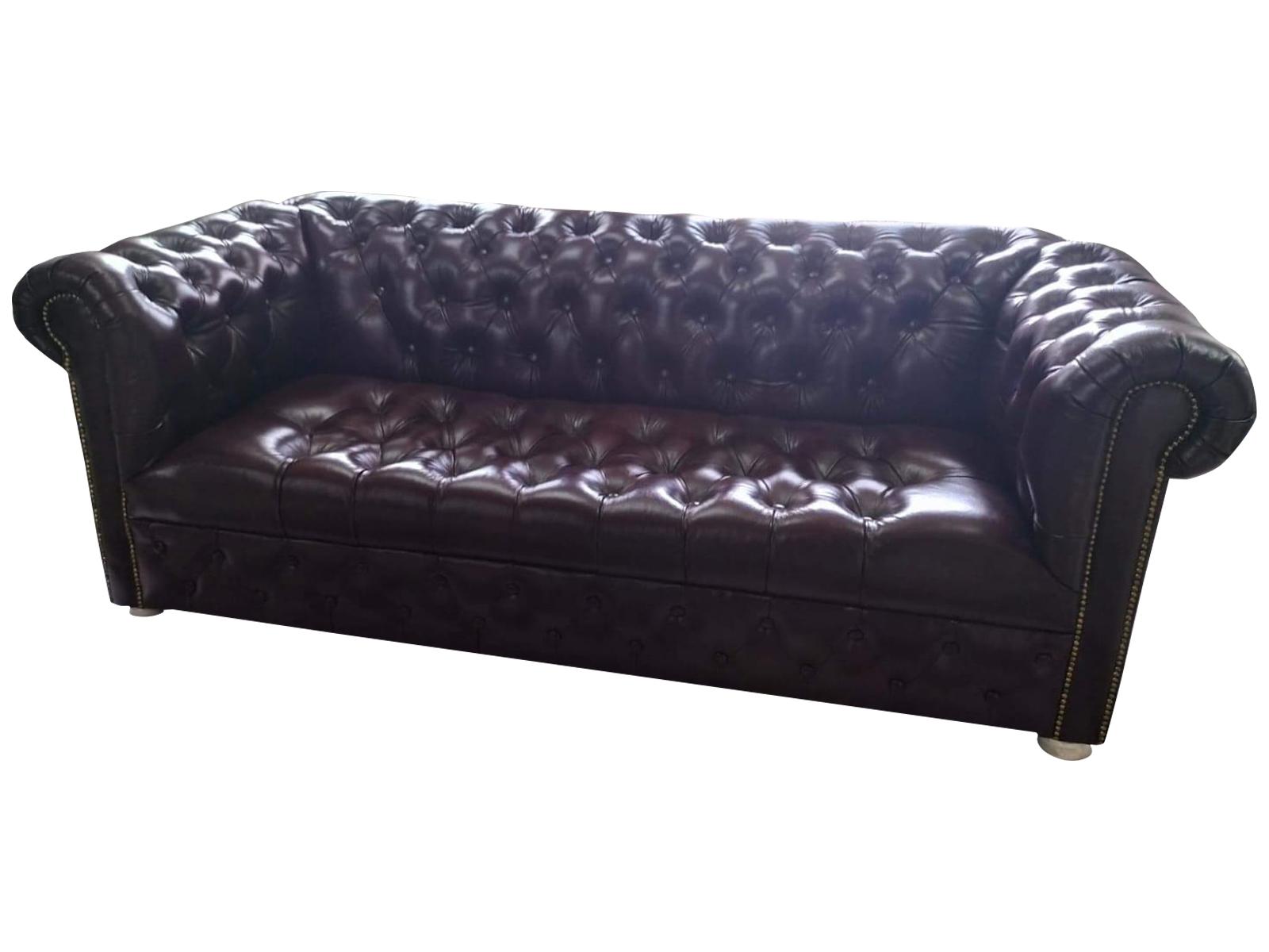 Chesterfield Sofa 3 Seater Leather Sofa Couch Brown Modern Sofas 230cm