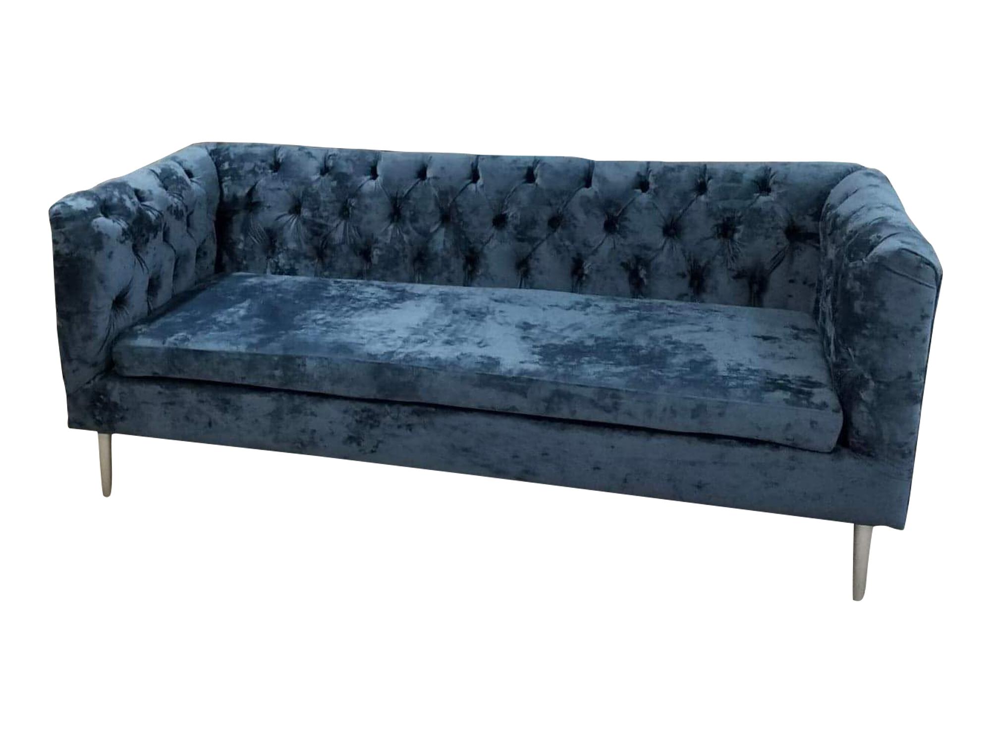 Luxury Chesterfield Sofa 3 Seater Couch Textile Modern Sofas Blue Turquoise