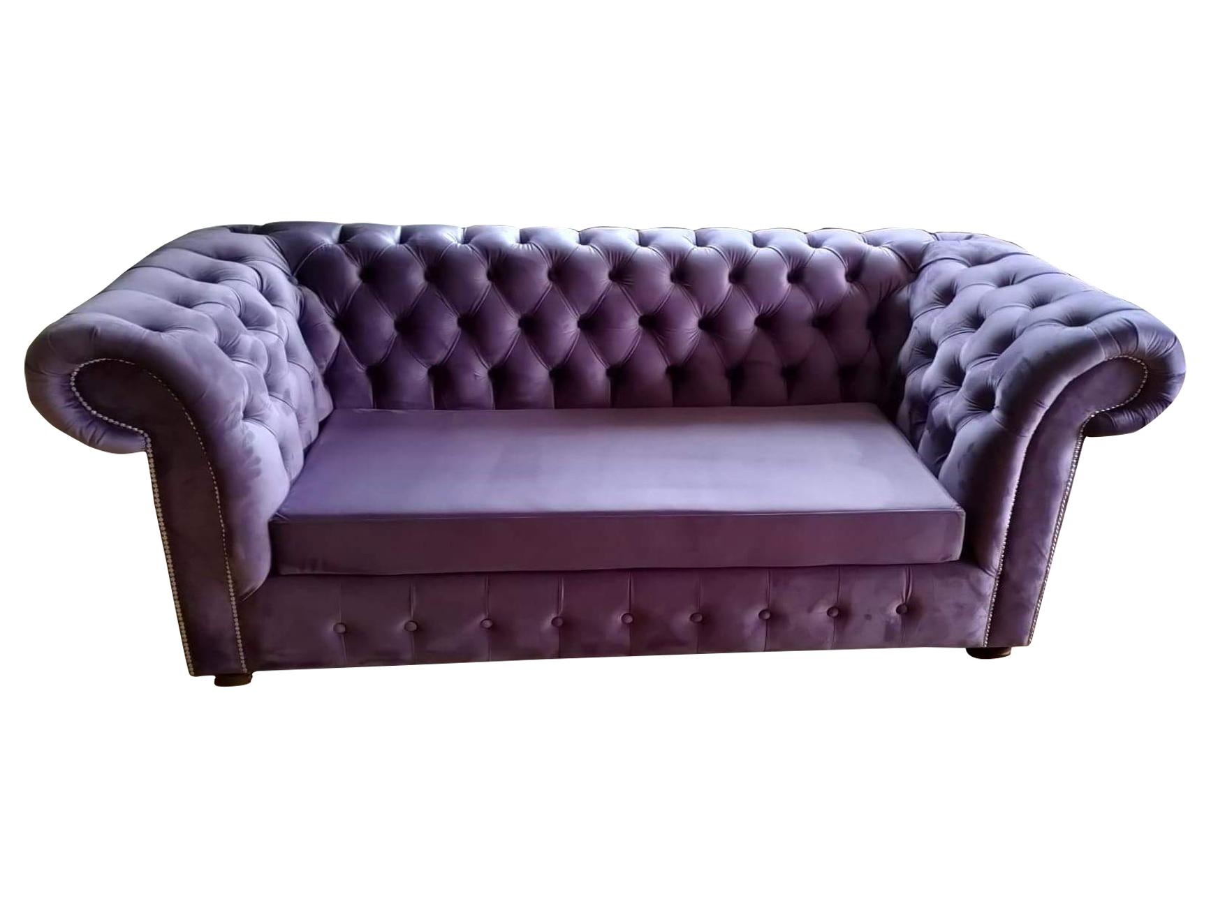 Chesterfield Sofa Three Seater Sofas Couch Upholstery Textile Purple Couches Velvet