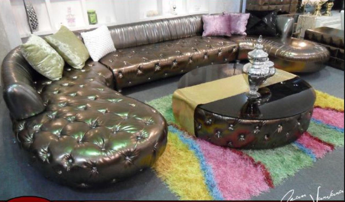 Chesterfield Corner Sofa U Shape Luxury Couch Lounge Gold Corner Set