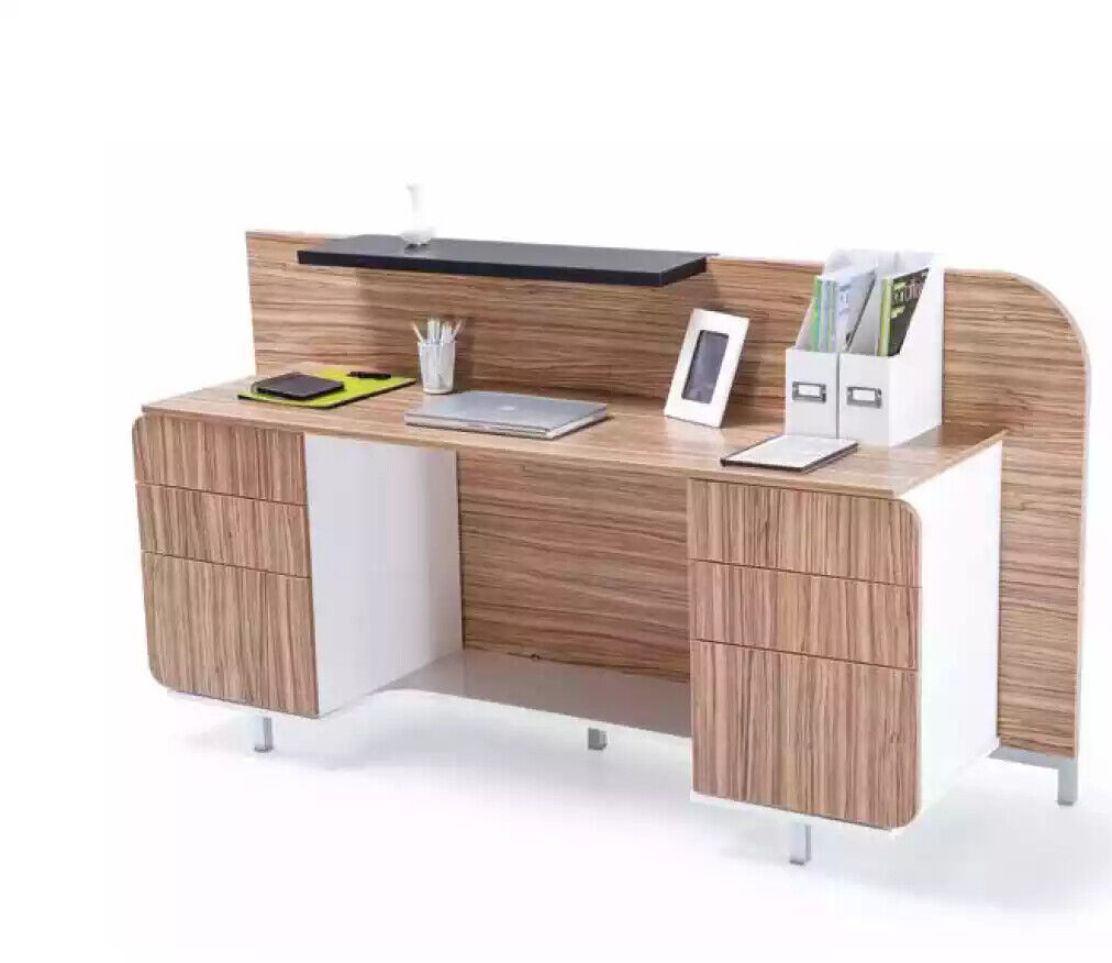 Modern reception desk Luxury office wooden furniture brown reception Stylish