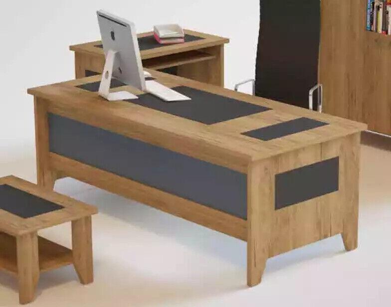 Modern Brown Desk Luxury Extendable Furniture Wood Office New