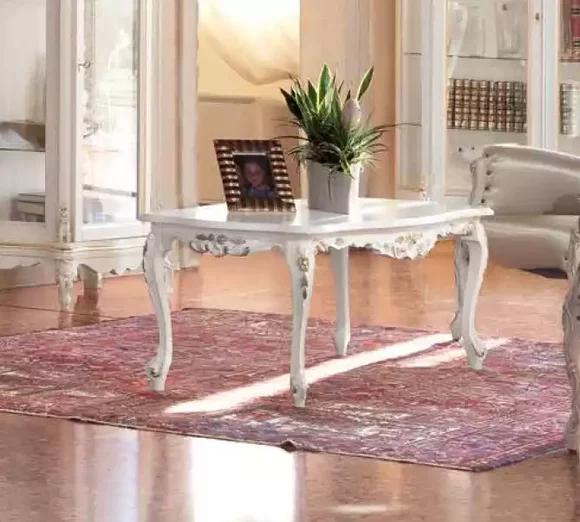 Classic White Coffee Table Wood Furniture Living Room Table Storage Design