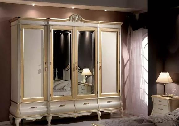 Classic Luxury White Four Door Bedroom Wardrobe Wooden Furniture New