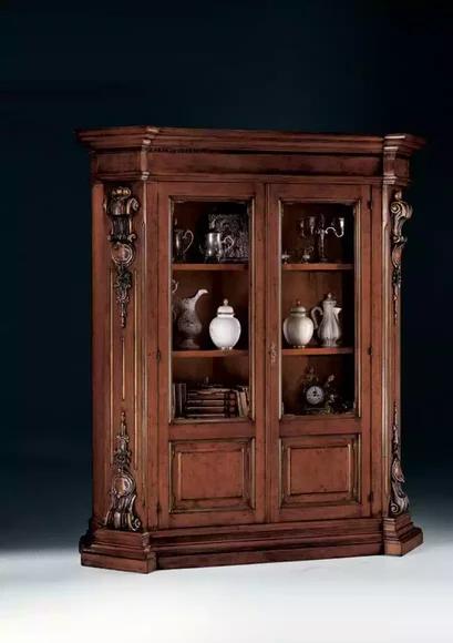 Solid Wood Brown Bookcase Living Room Furniture Brown Luxury Cupboard