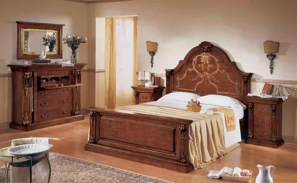 Classic Brown Bedroom Set Bed 2x Nightstands Dresser Set 5pcs