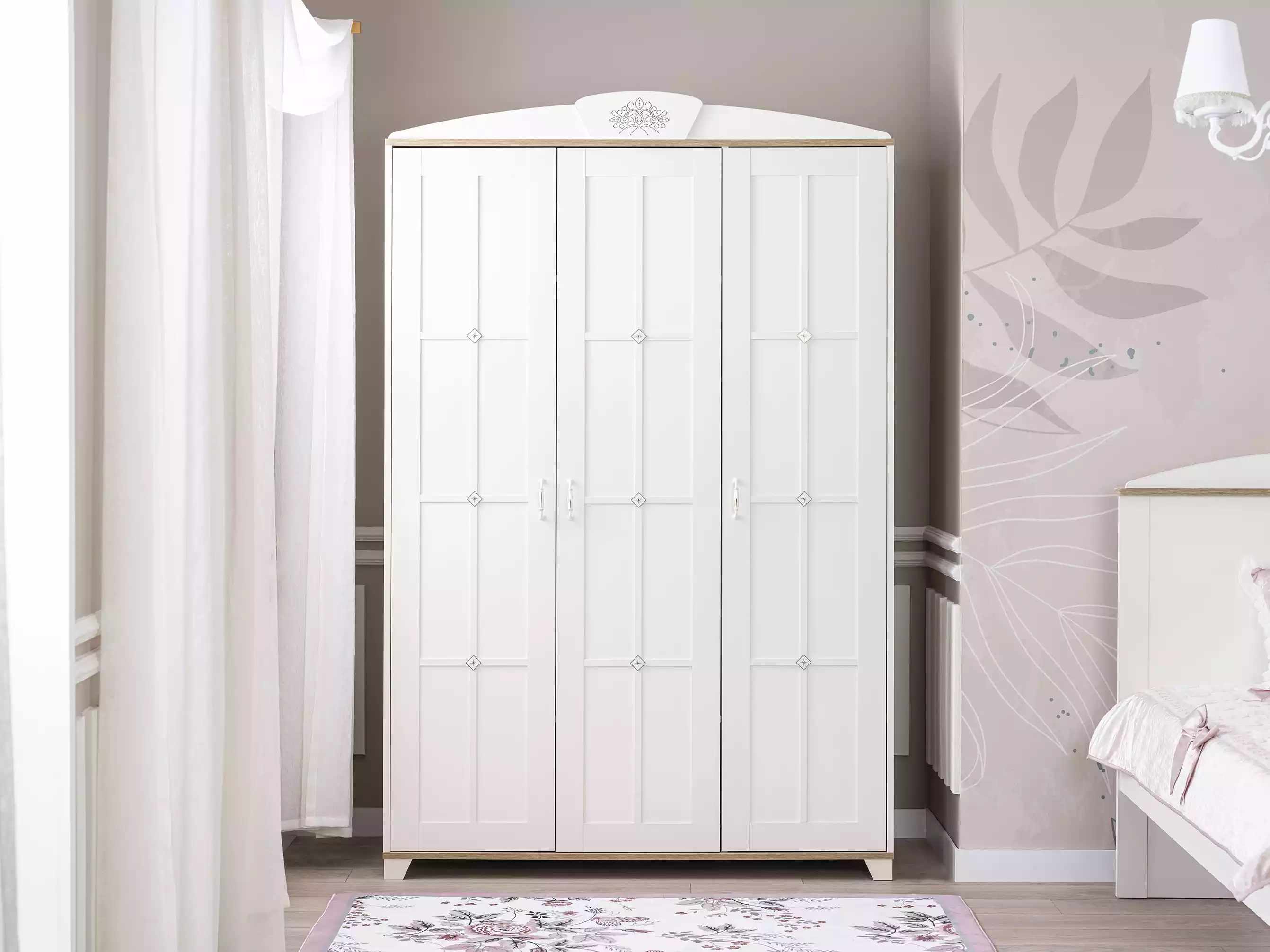 Design closet closet wooden wardrobe furniture wood luxury white 3 door