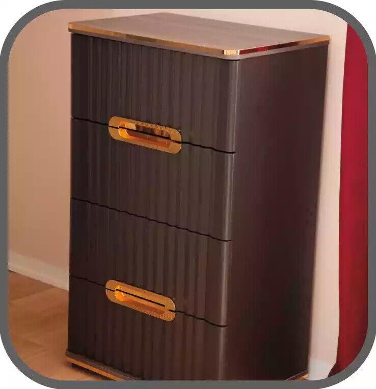 Chest of drawers 4 drawers sideboard brown gold wood wardrobe bedroom