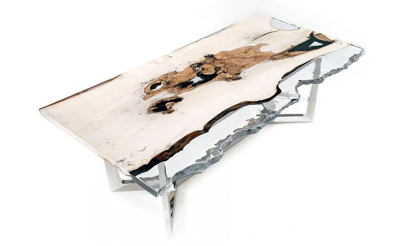 Dining table epoxy resin kitchen table dining room table table 220 cm white