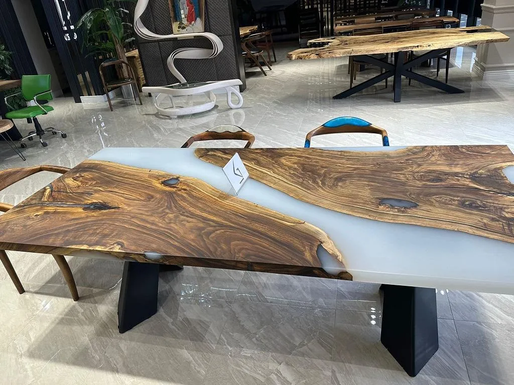 Large dining room table dining table epoxy resin kitchen table brown