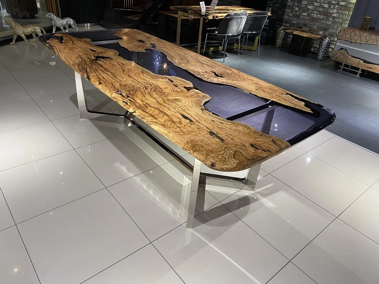 Dining table epoxy resin kitchen table dining room table 240 cm brown