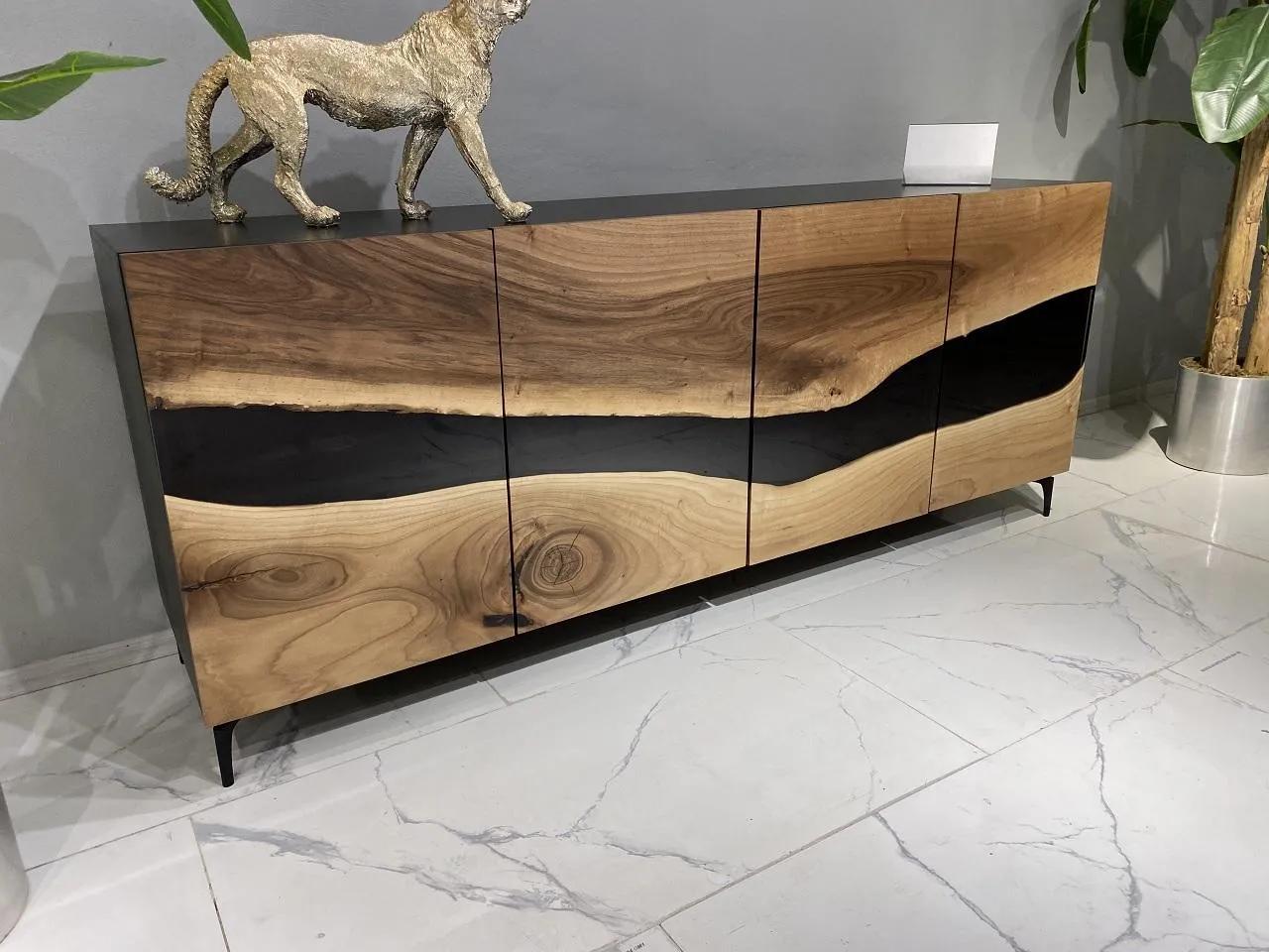 Epoxy resin sideboard chest of drawers brown living room wood modern