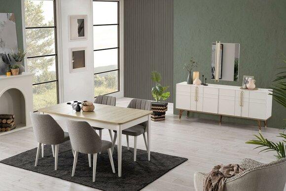 Dining set Dining room furniture set 9 pcs dining room dining table chairs wood white