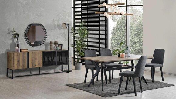 Luxury dining group dining room dining table set 9pcs dining room brown wood table