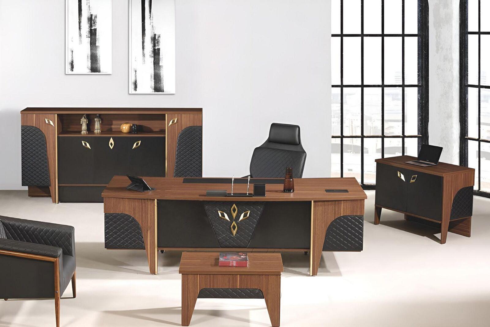 Complete Office Desk Office Desk Set 4pcs Wood Brown Luxury Large