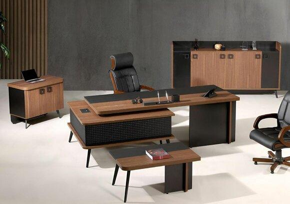 Complete office office furniture desk office desk set 4 pcs wood brown