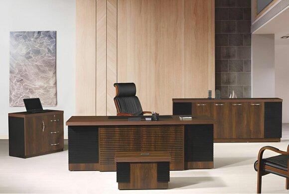 Office desk Office furniture Complete office desk set 4 pcs wood brown Office