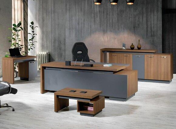 Office desk Office furniture complete office desk set 4 pcs wood brown