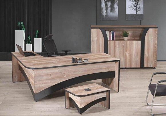 Office furniture complete office corner office desk office desk 3 pcs wood brown