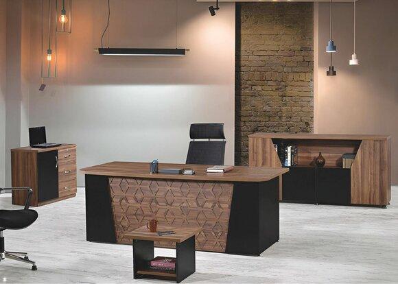 Office Desk Office Desk Set 4pcs Wood Office Furniture Brown