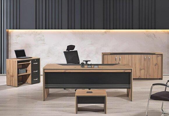 Desk Office Furniture Office Furniture Desk Set 4pcs Wood Black