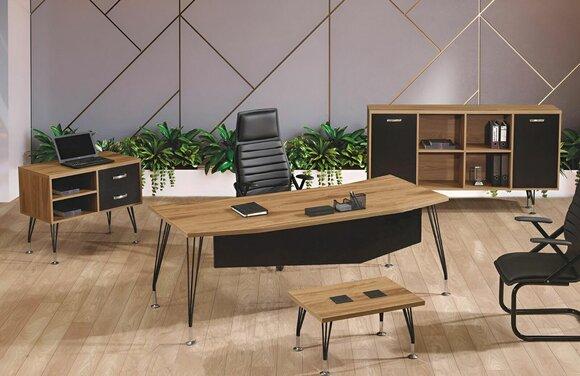 Complete office office desk office furniture desk set 4 pcs wood black